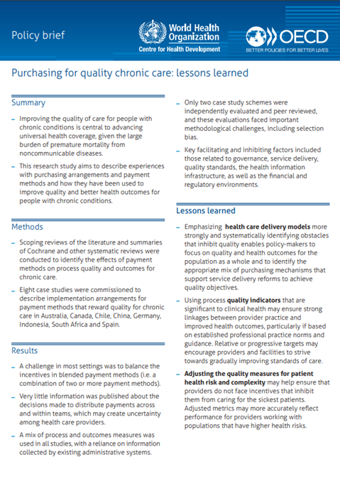 Purchasing for quality chronic care: lessons learned